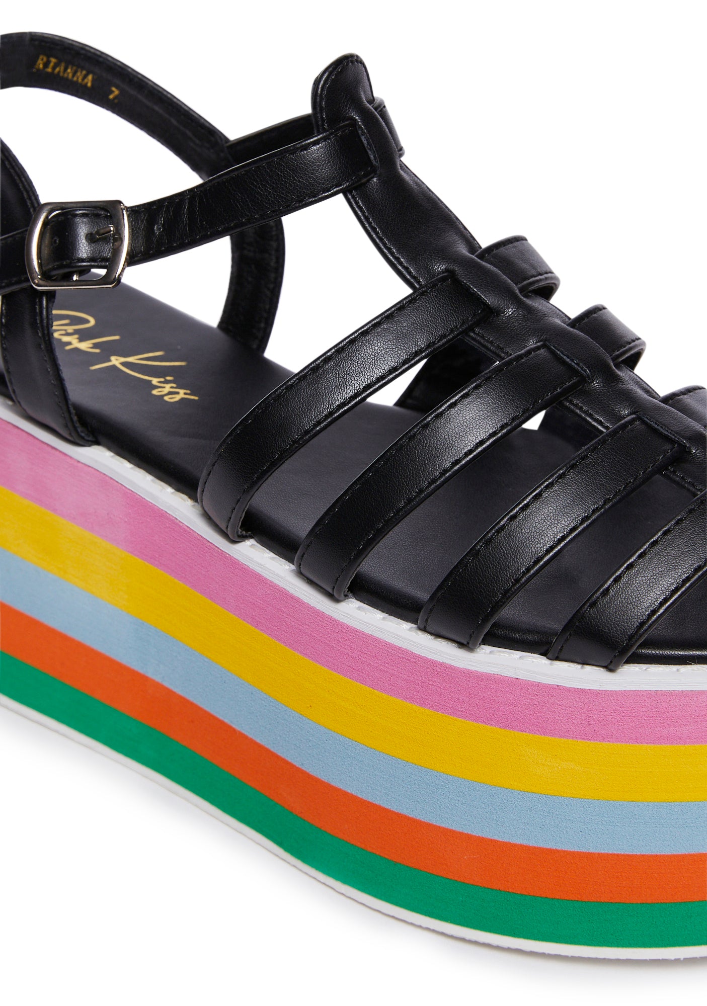 Platform Sandals With Rainbow Soles - Black – Dolls Kill