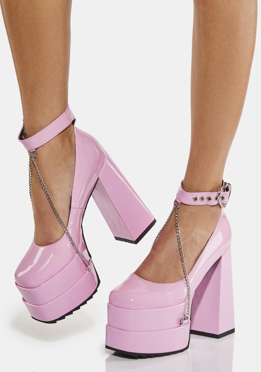 Lamoda Patent Faux Leather Platform Heels - Pink – Dolls Kill
