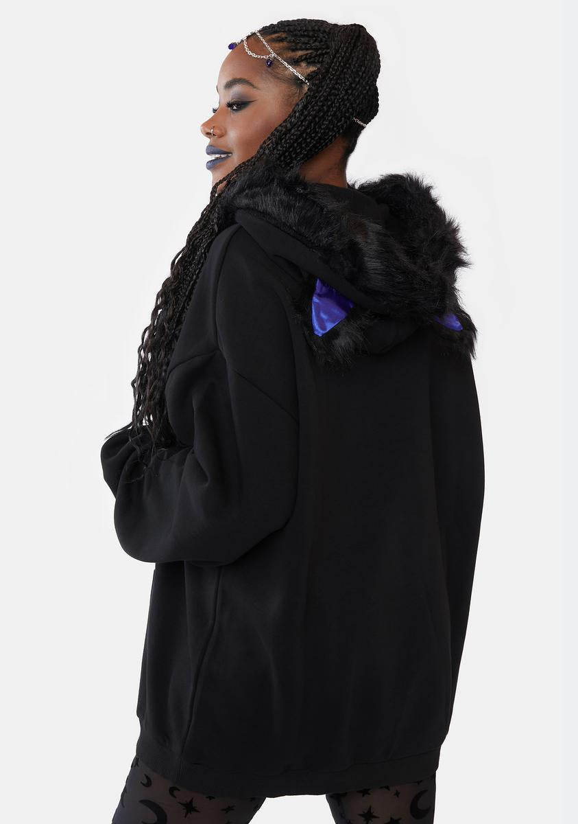 The top Grave Girls Fur Real Kitty Ear Hoodie