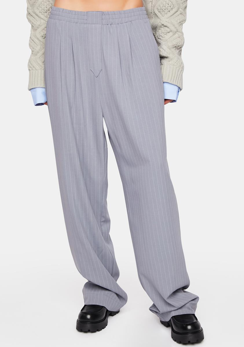 Lioness Baggy Low Rise Pinstripe Pants - Gray – Dolls Kill