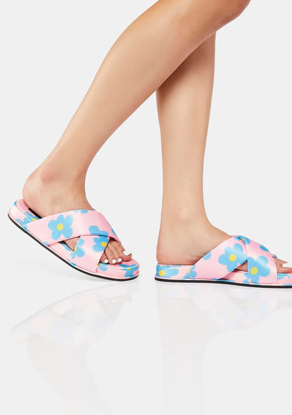 Shellys London Neoprene Floral Slide Sandals - Pink/Blue – Dolls Kill