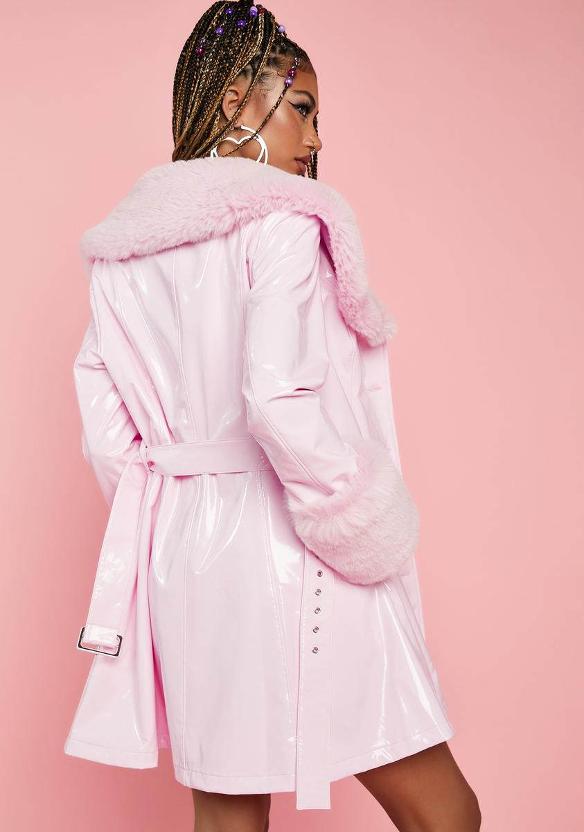 Sugar Thrillz Patent Vegan Leather Faux Fur Jacket - Light Pink – Dolls Kill