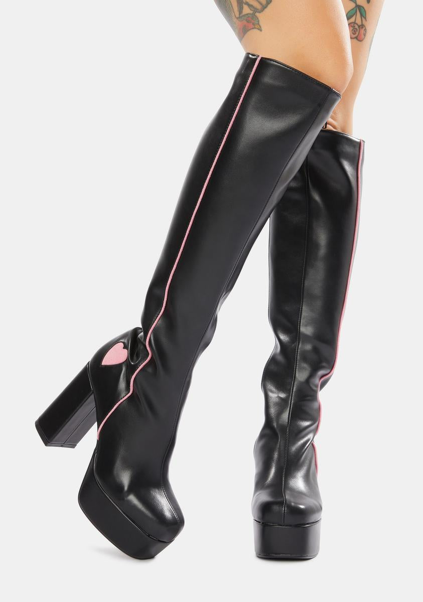 Lamoda Barbie Girl Platform Knee High Boots – Dolls Kill