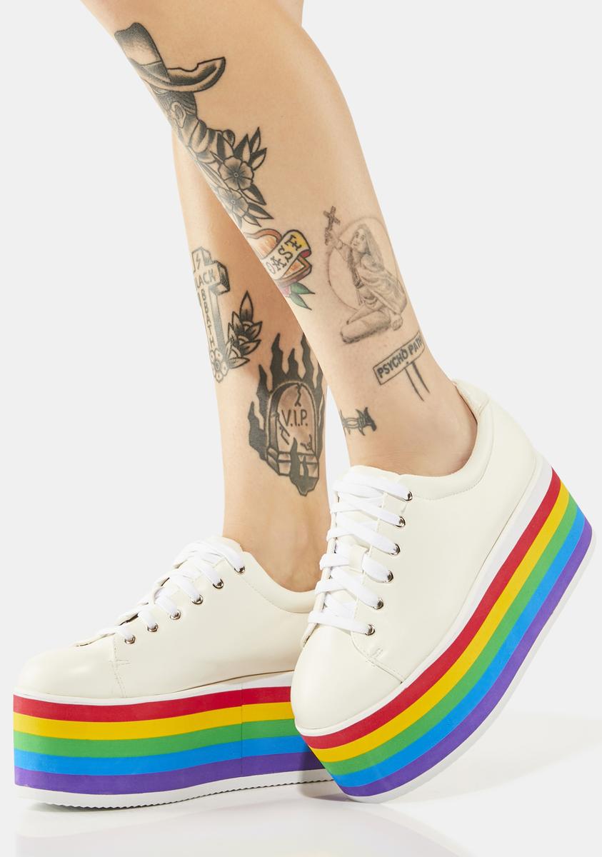 Rainbow Platform Sneakers - White – Dolls Kill