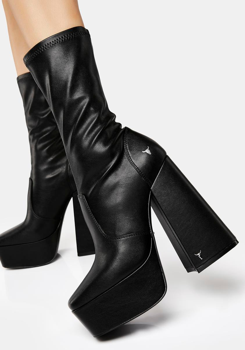 Windsor Smith Leather Platform Sock Boots - Black – Dolls Kill