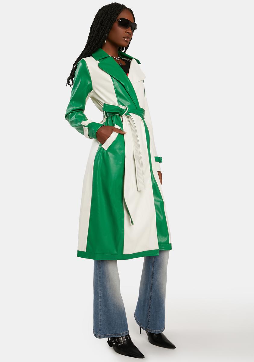 Color block clearance long trench coat