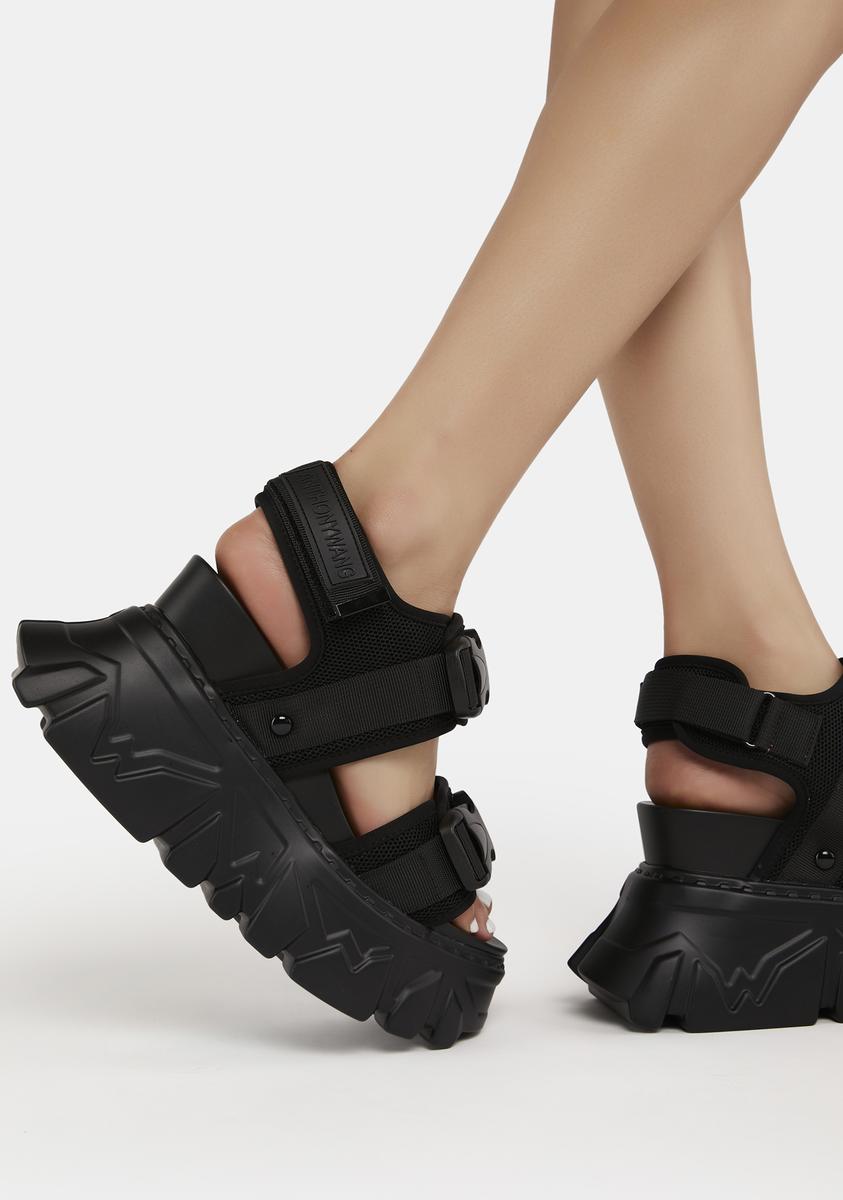 Anthony Wang Platform Velcro Sandals - Black – Dolls Kill
