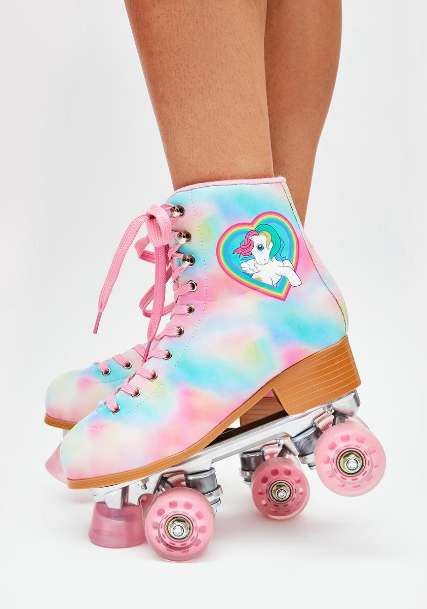 Dolls Kill x My Little Pony Tie Dye Logo Roller Skates - Rainbow