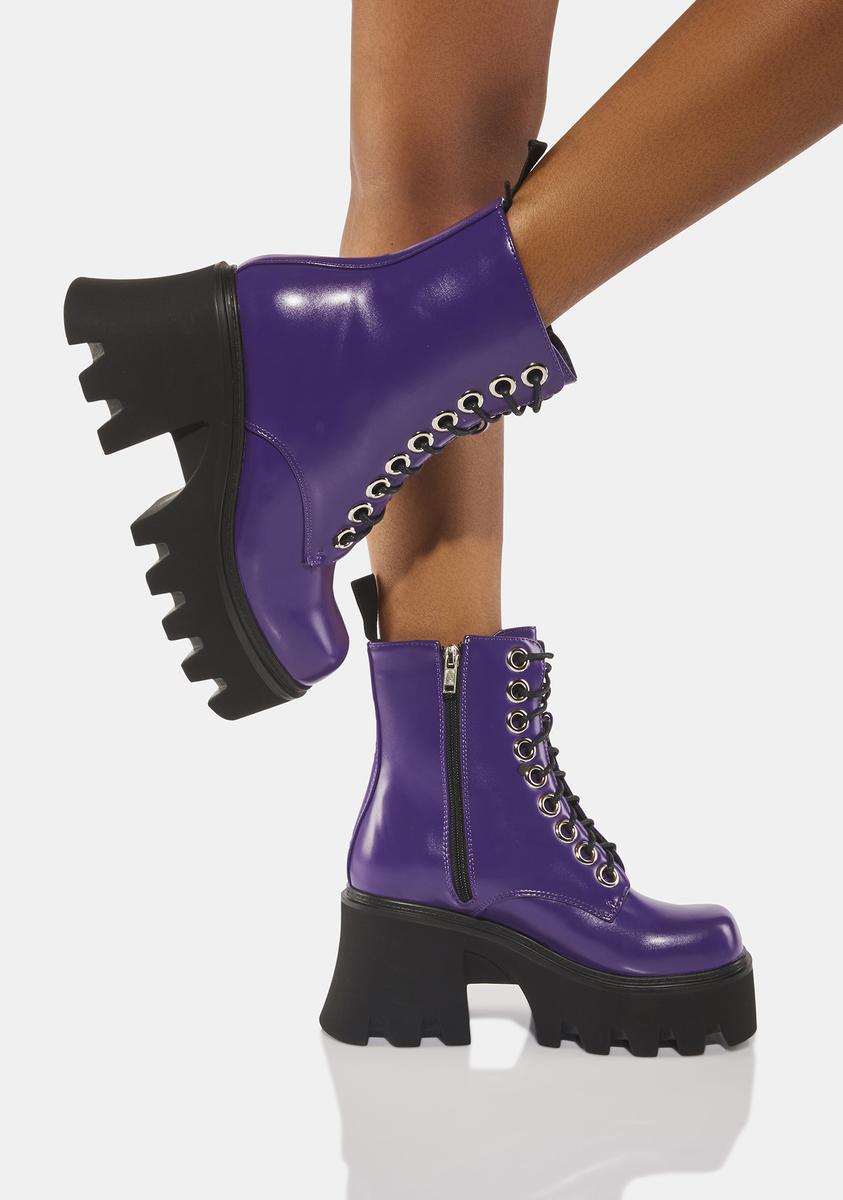 Lamoda Purple Run To You Platform Ankle Boots – Dolls Kill