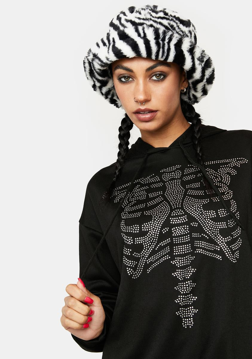 Rhinestone Ribcage Graphic Hoodie - Black – Dolls Kill