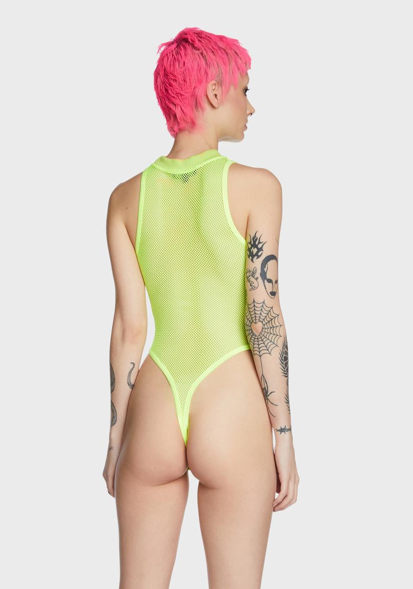 Club Exx Alien Head Patch Fishnet Bodysuit - Green – Dolls Kill
