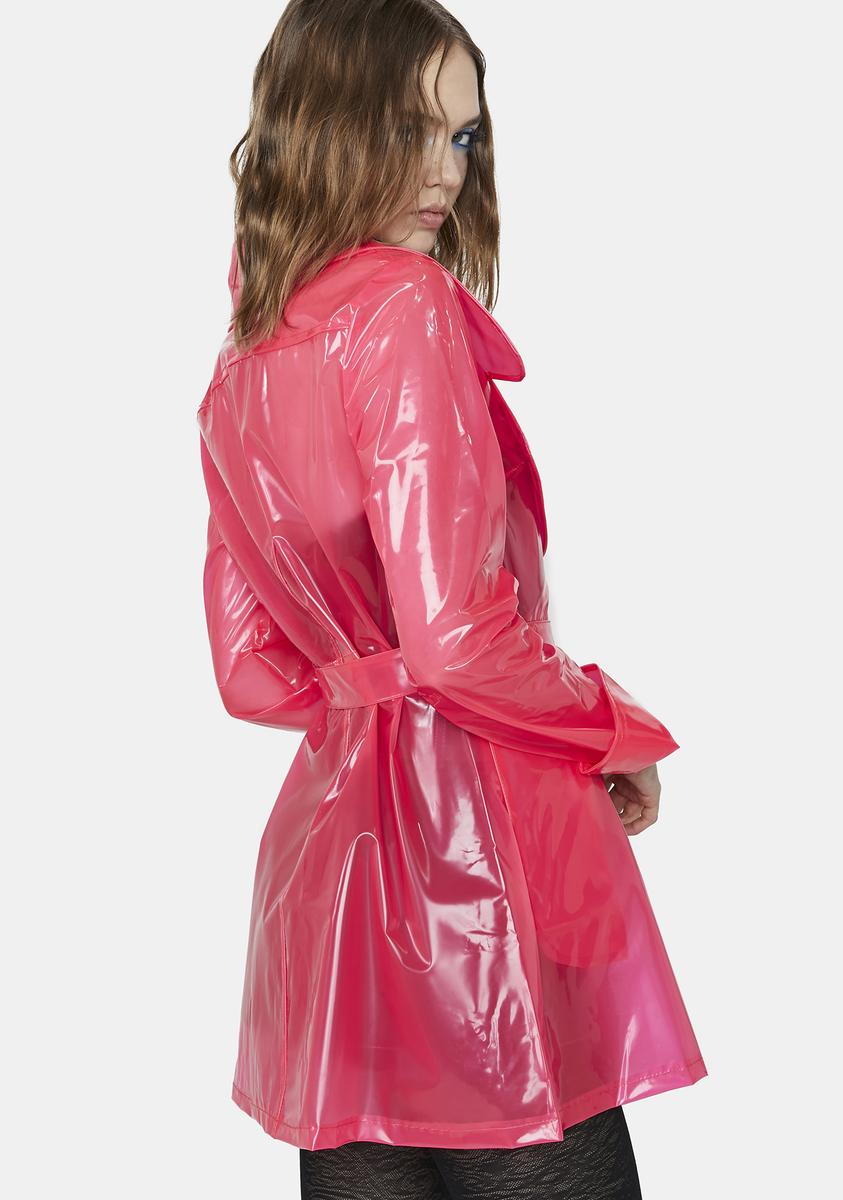 Delia's Clear Vinyl Belted Trench Coat - Hot Pink – Dolls Kill