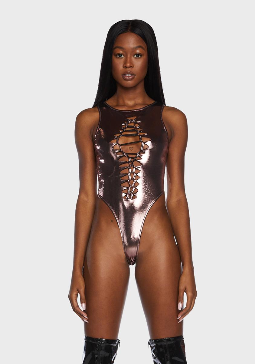 Metallic Braided Cutout Bodysuit - Bronze – Dolls Kill