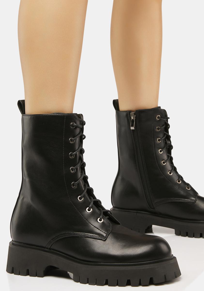 Koi Footwear Vegan Leather Combat Boots - Black – Dolls Kill