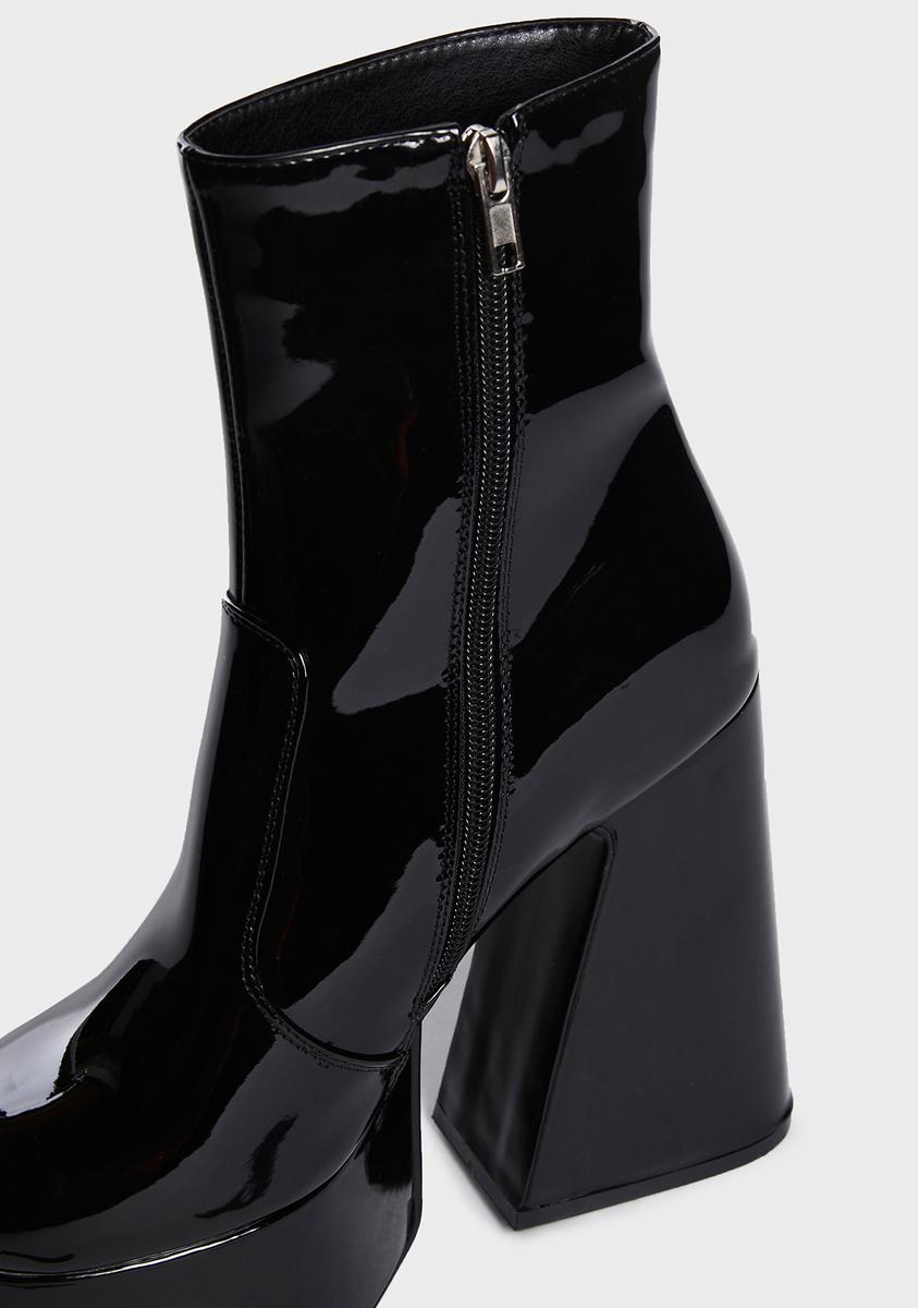 Lamoda Patent Vegan Leather Platform Ankle Boots - Black – Dolls Kill