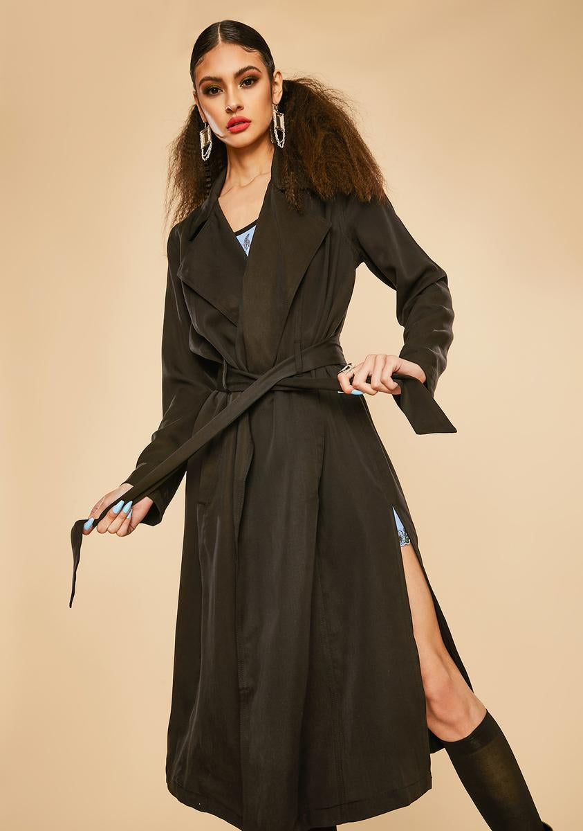 Current Mood Twill Trench Coat - Black – Dolls Kill