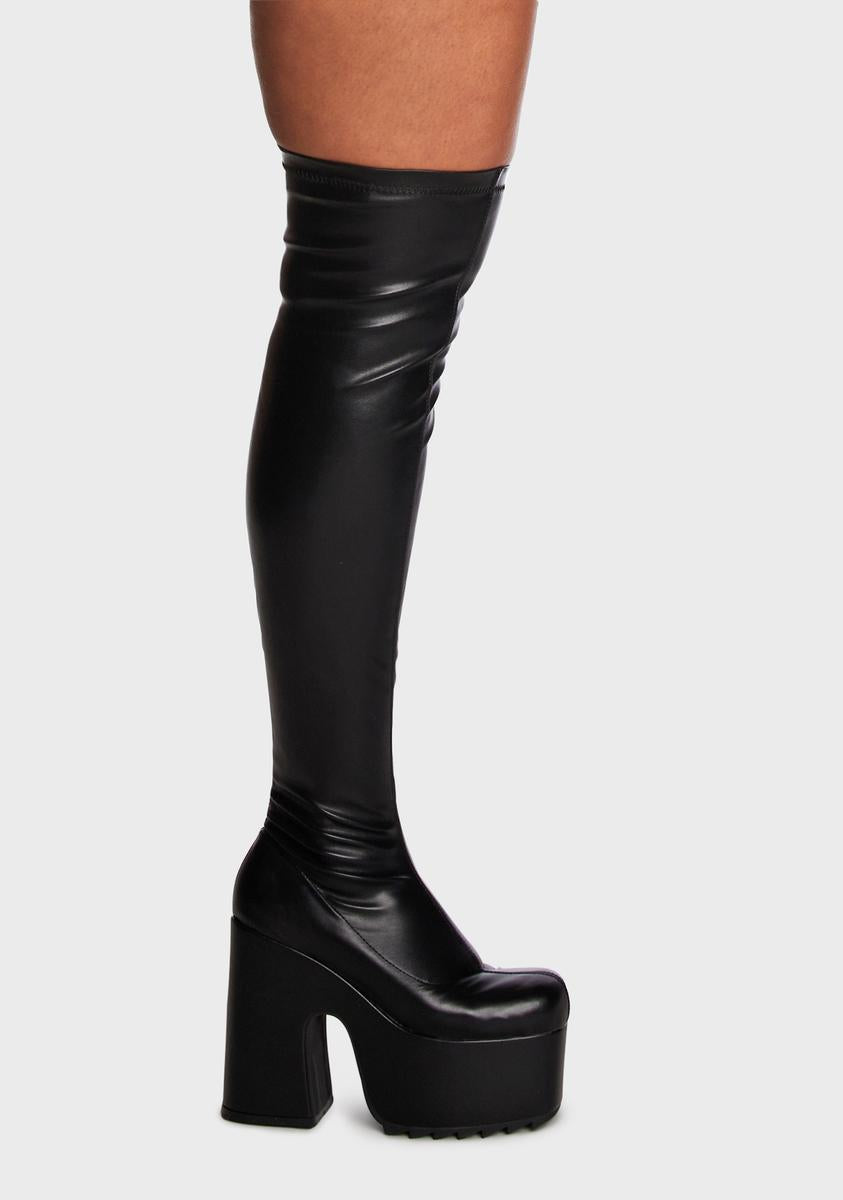 Lamoda Wide Fit Chunky Platform Thigh High Boots - Black – Dolls Kill
