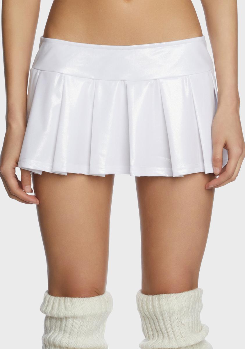 Metallic Pleated Micro Skirt - White – Dolls Kill