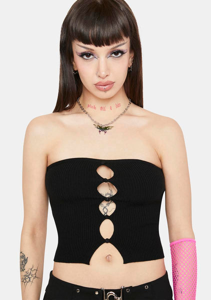 Knit Ribbed Cropped Tube Top - Black – Dolls Kill