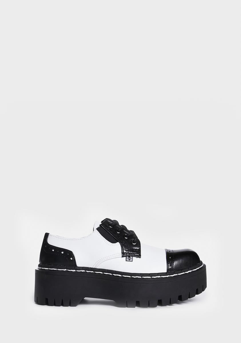 T.u.k. Tukskin Platform Brogue Oxfords - Black White – Dolls Kill