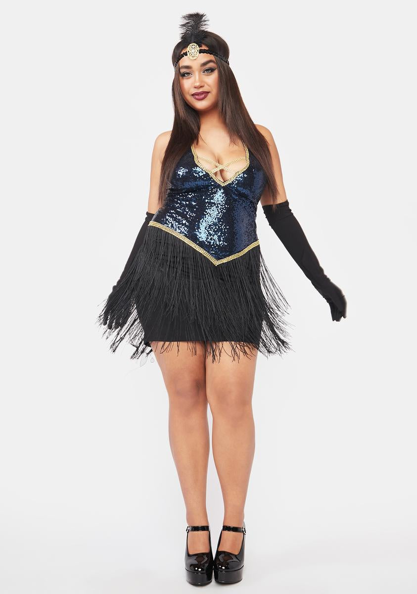 Plus Size Sexy Jazzy Jezebel Flapper Costume - Navy/Gold – Dolls Kill