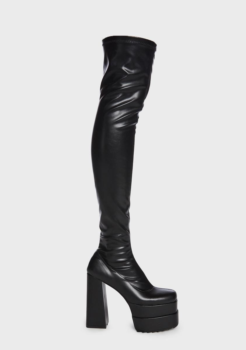 Lamoda Thigh High Platform Boots - Black – Dolls Kill