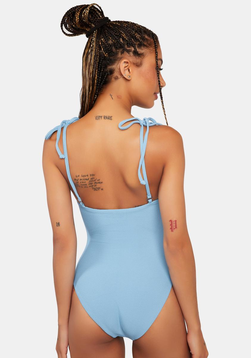 Dippin' Daisy's Waffle Tie One Piece Swimsuit - Blue – Dolls Kill