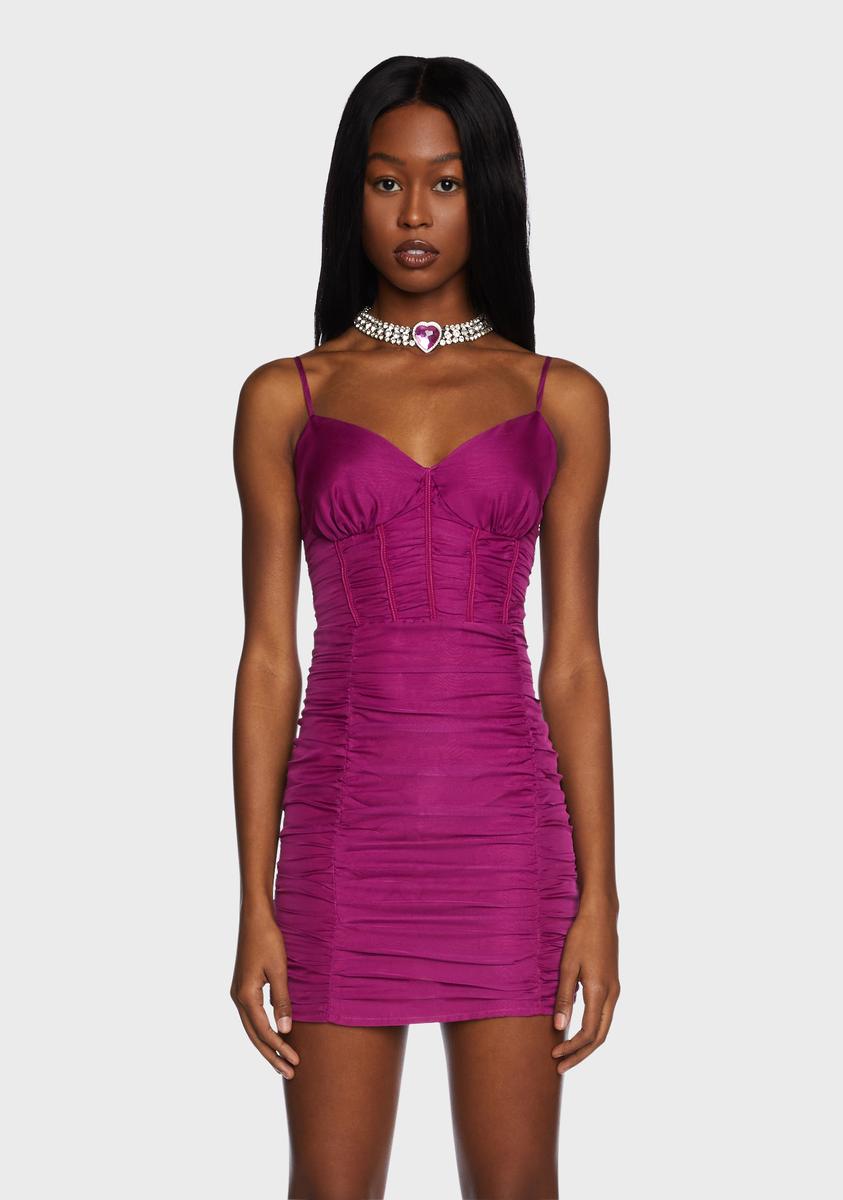 Ruched Corset Mini Dress - Purple – Dolls Kill