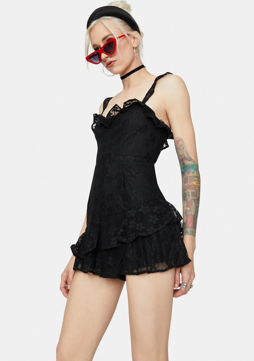 Ruffle Black Romper Outfit - Lizzie in Lace