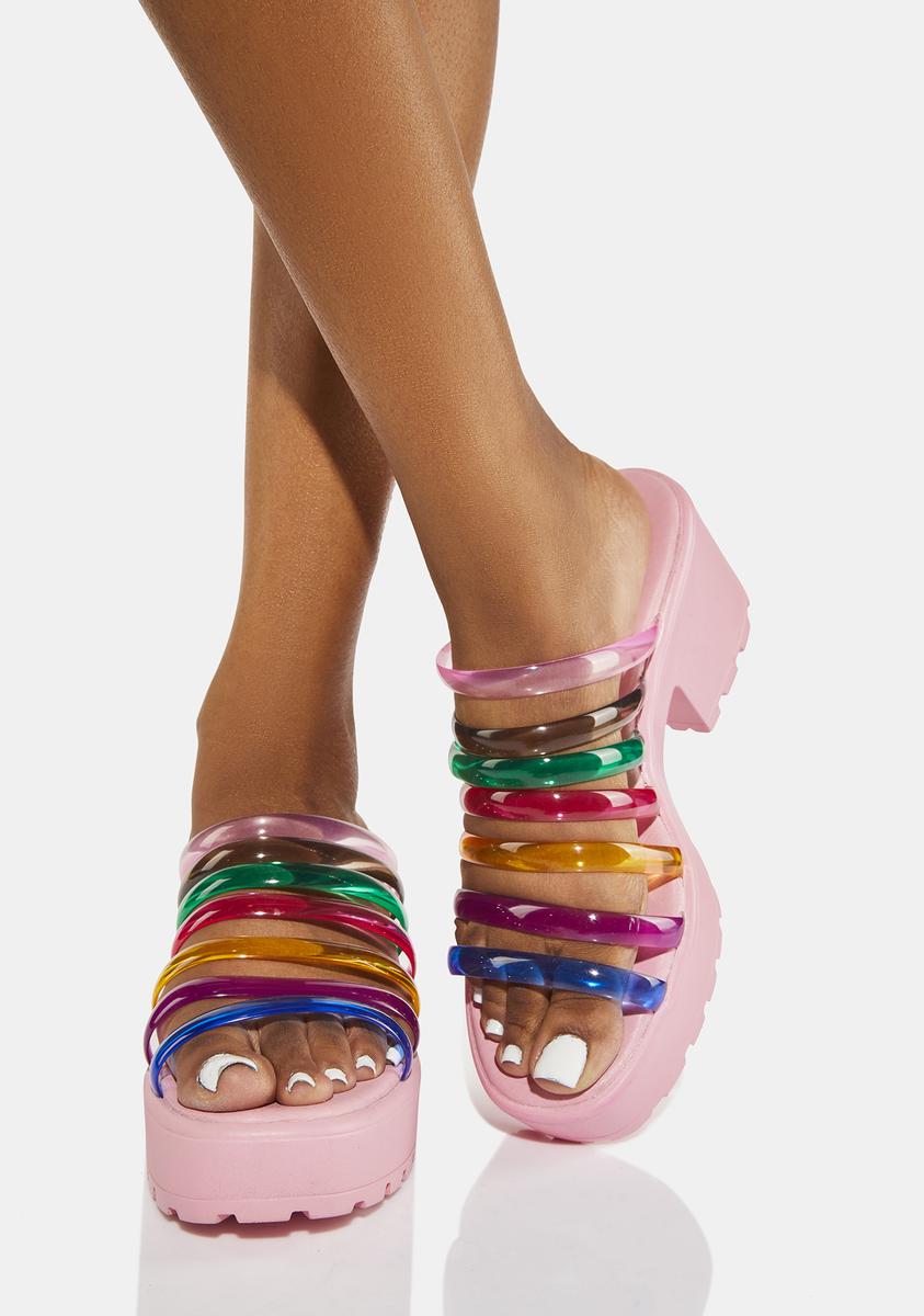 Koi Footwear Strappy Rainbow Platform Sandals – Dolls Kill