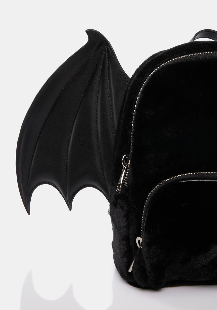 The Grave Girls Faux Fur Bat Mini Backpack - Black – Dolls Kill