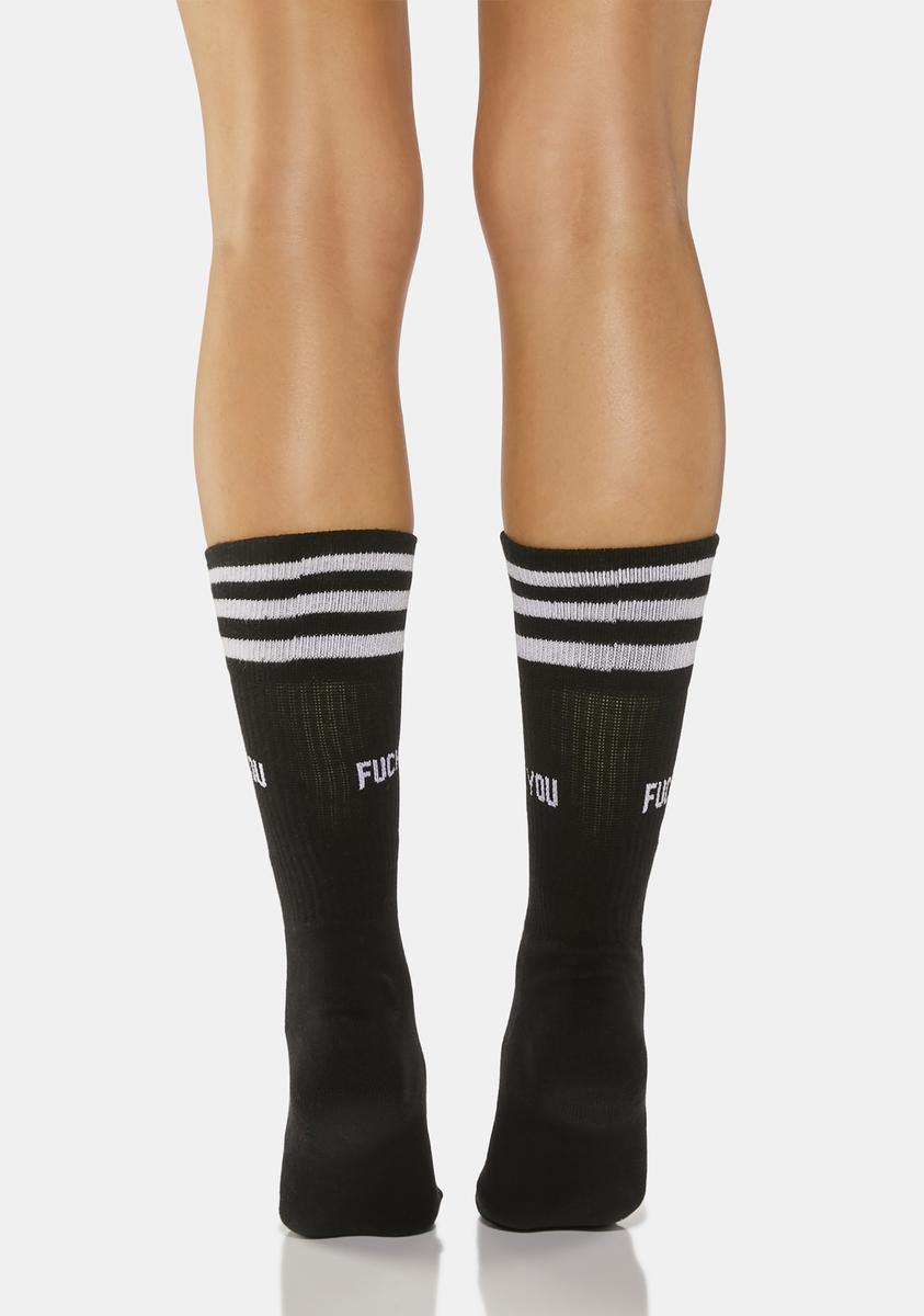 Mother Socker Striped Fuck You Crew Socks - Black – Dolls Kill