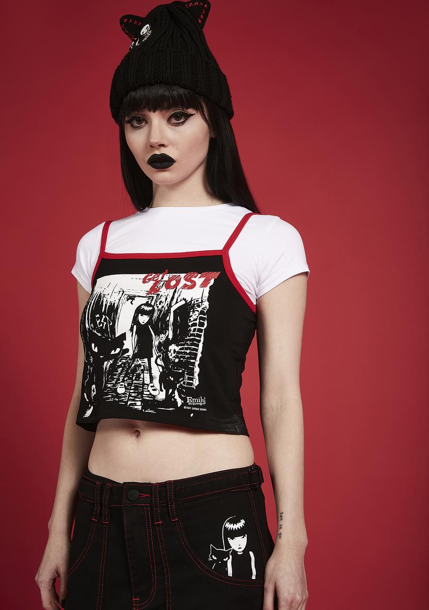 Emily The Strange Graphic Contrast Trim Cami Tank Top – Dolls Kill