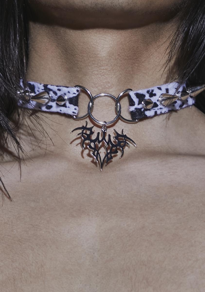 Print Spiked Tattoo Choker Necklace – Dolls Kill