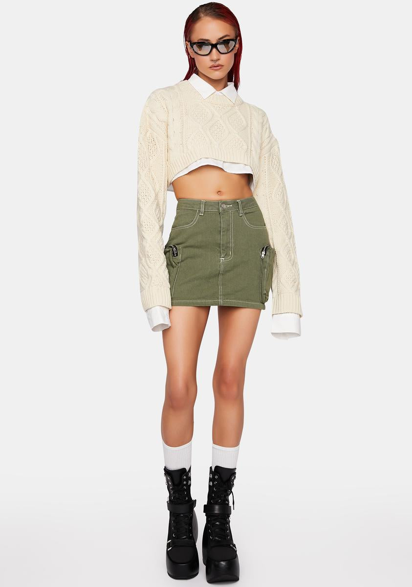 Lioness Faux Shirt Layered Crop Sweater - Cream – Dolls Kill