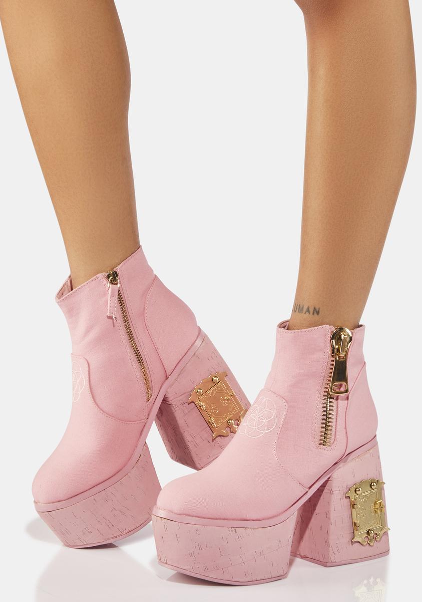 Esqape Heeled Platform Ankle Boot Heel Opening - Pink