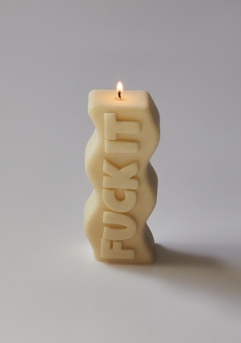 Decor Ate Me Studios White F*ck It Candle – Dolls Kill