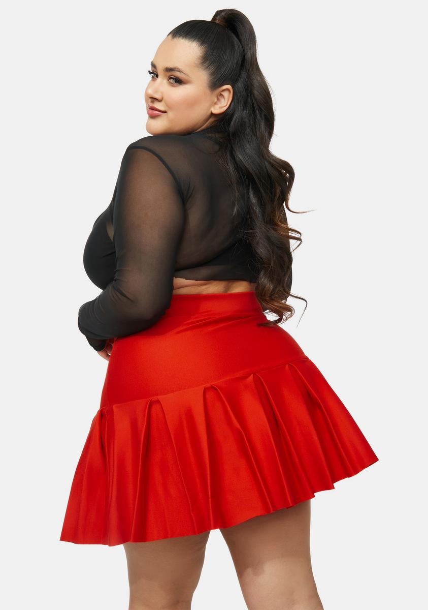 Plus Size Pleated A-Line Mini Skirt - Red – Dolls Kill