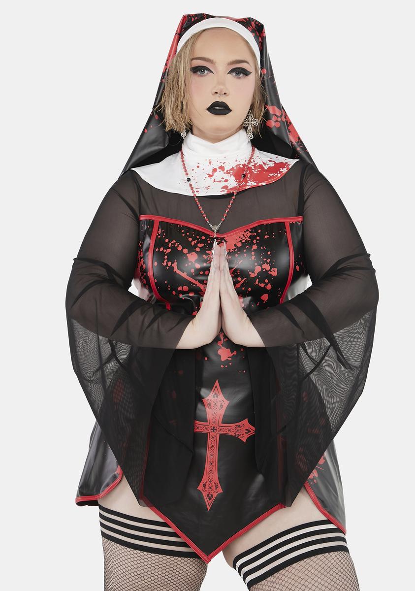 Trickz N' Treatz Plus Size Vegan Leather Bloody Nun Costume Set - Black –  Dolls Kill