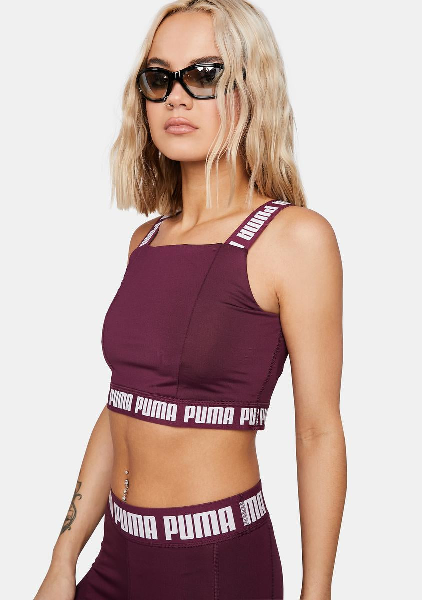 Puma Branded Crop Top - Dark Purple/Grape Wine – Dolls Kill