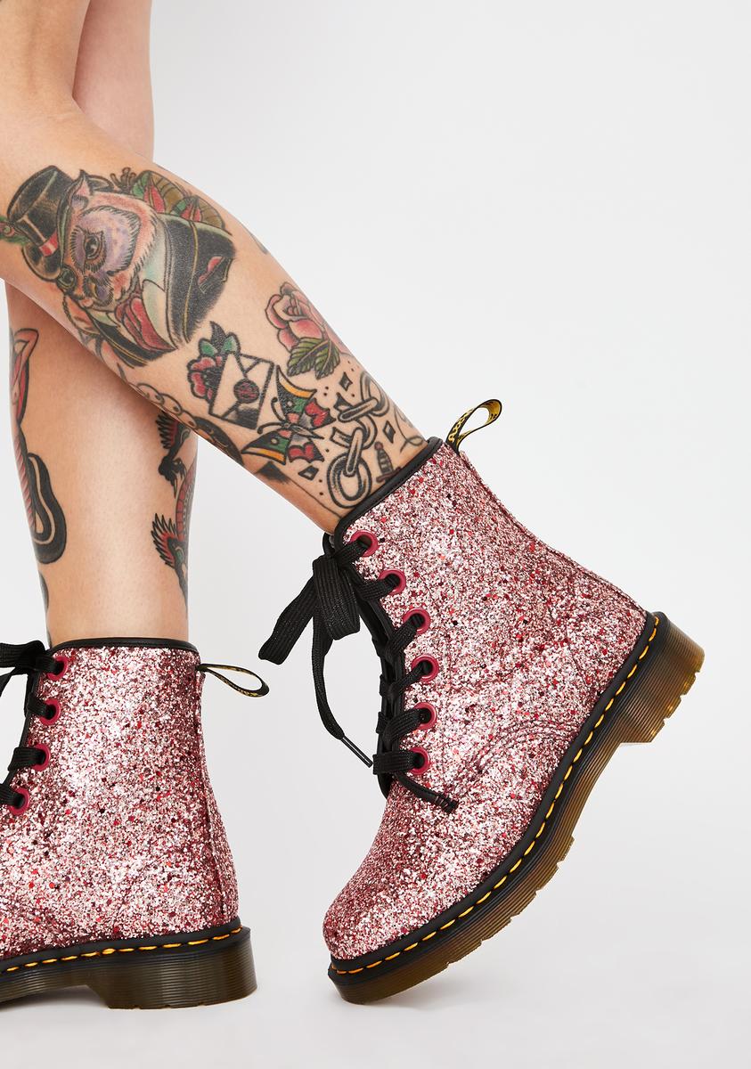 Dr. Martens Pink 1460 Farrah Glitter Boots – Dolls Kill