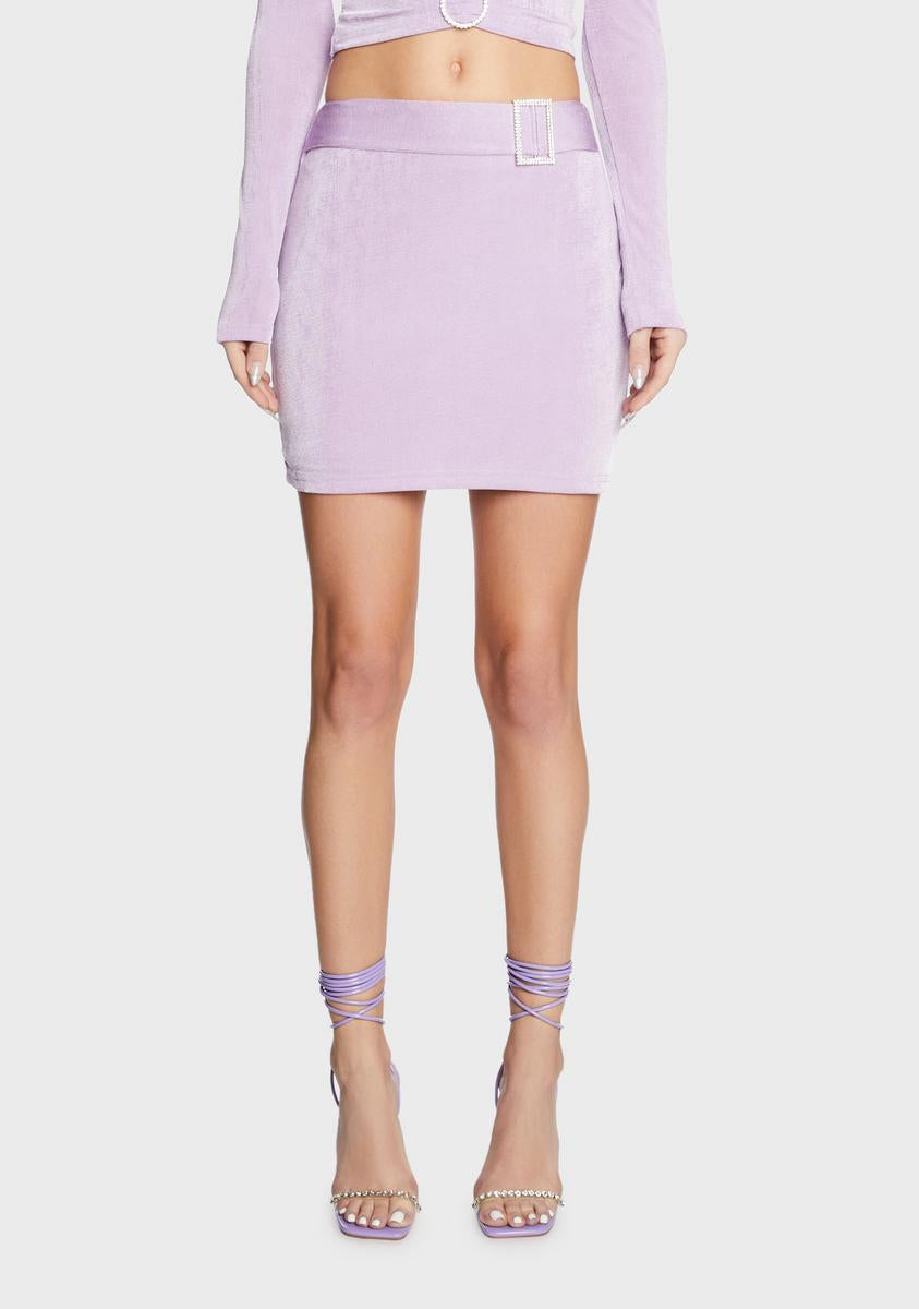 Pretty Garbage Velour Rhinestone Mini Skirt - Light Purple/Lilac – Dolls  Kill