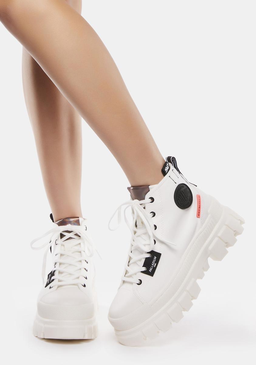 Palladium Platform Chunky Canvas High Top Sneakers - White – Dolls Kill