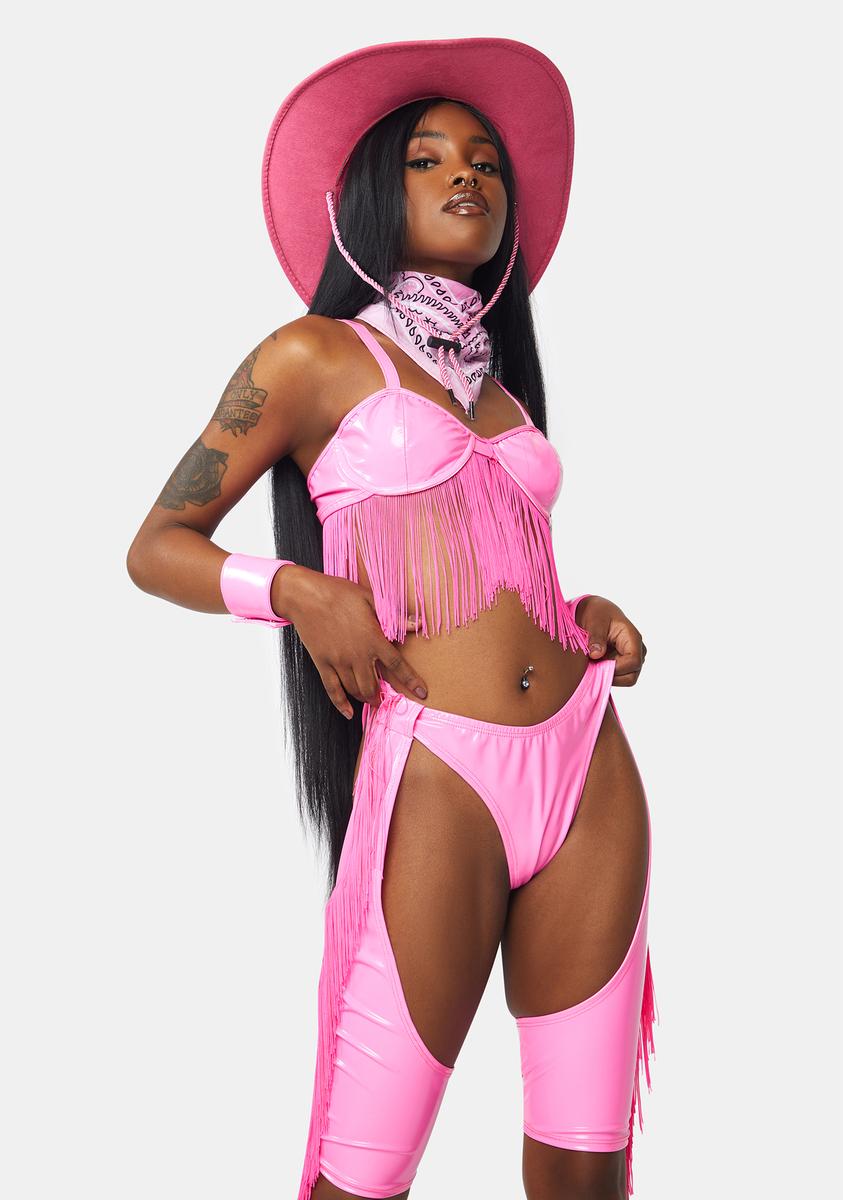Forplay Sexy Cowgirl Costume Set - Pink Vinyl – Dolls Kill