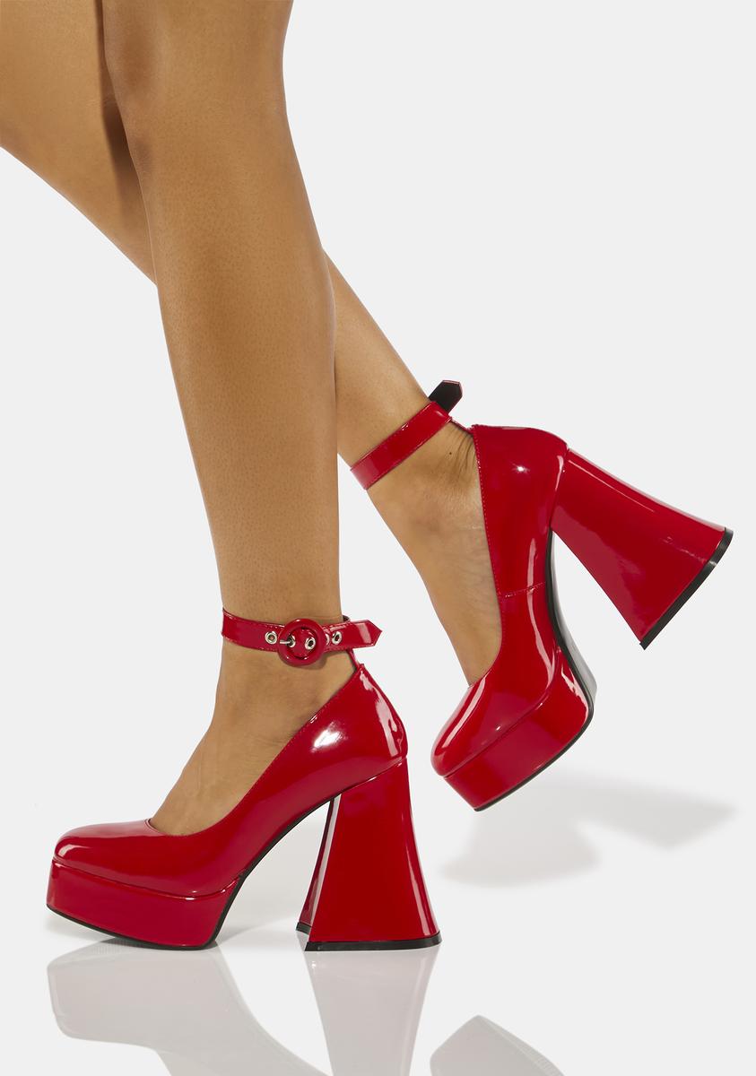 Lamoda Patent Platform Heels - Red – Dolls Kill