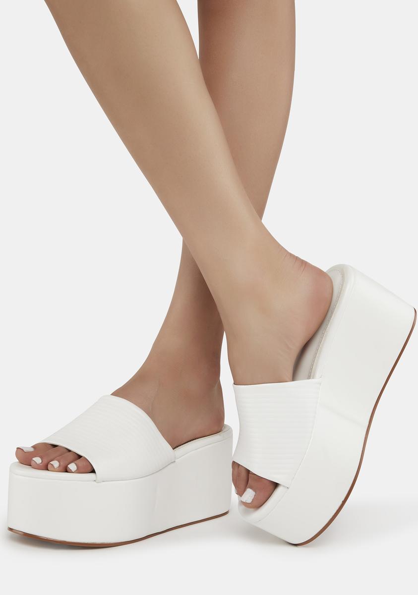 SIMMI Platform Slide Sandals - White – Dolls Kill