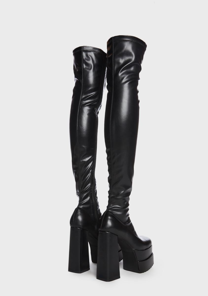 Lamoda Thigh High Platform Boots - Black – Dolls Kill