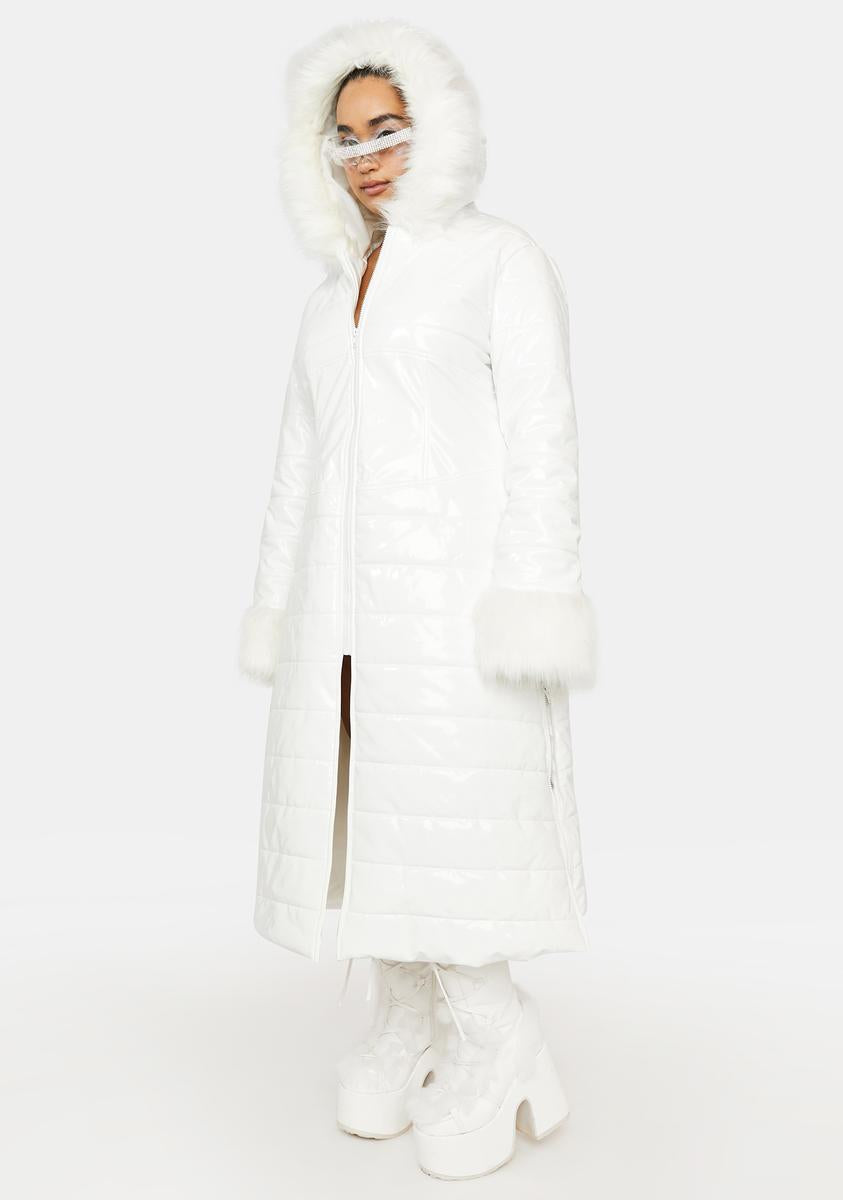 Plus Size Club Exx Fur Trim Corset Waist Long Puffer Coat - White – Dolls  Kill