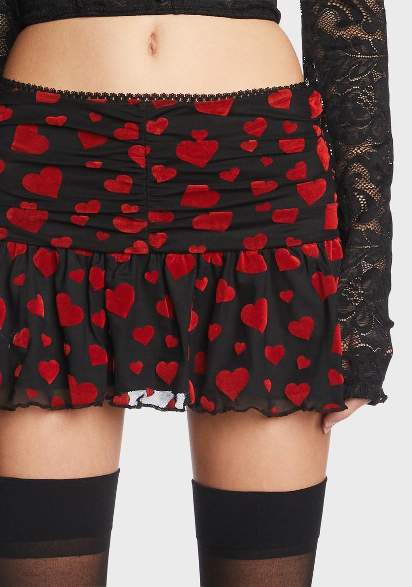 Sugar Thrillz Ruched Heart Mini Skirt - Black/Red – Dolls Kill