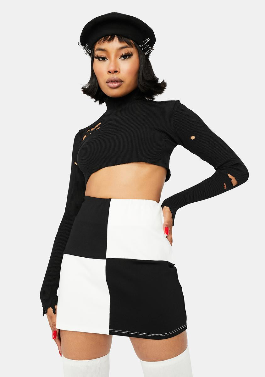 Black And White Checkered Bodycon Mini Skirt – Dolls Kill
